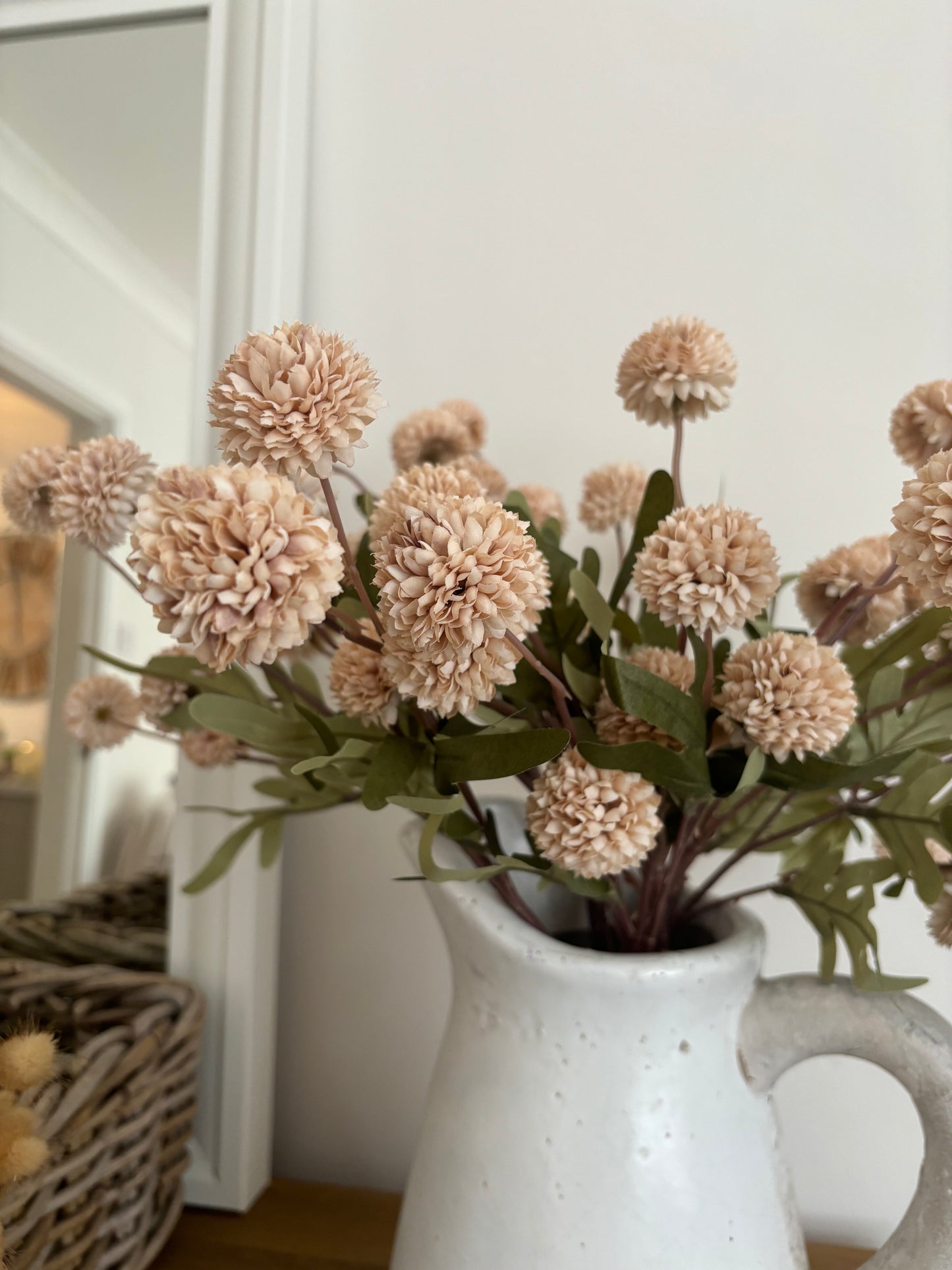 Faux Chrysanthemum Flower - Beige